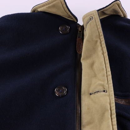 RALPH LAUREN POLO Full Zip/Button Navy Fleece USA Made Coat (M-L)