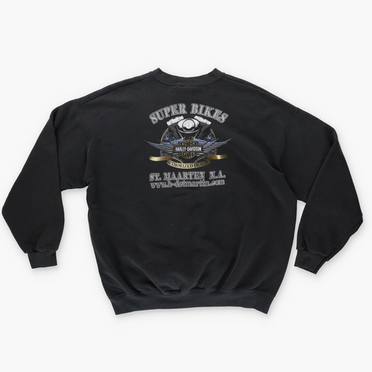 HARLEY DAVIDSON 2001 'Super Bikes' Double Sided USA Made Black Sweatshirt (XL)