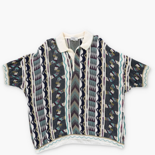 RSM Coogi Style Collared 3D Knit Short Sleeve Sweater (3XL)