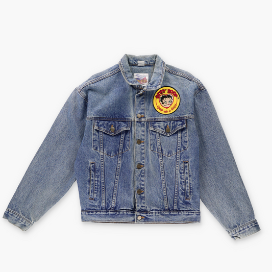 EXCELLED NEW YORK 'KOREA Made' Betty Boop Embroidered Denim Jacket (S)