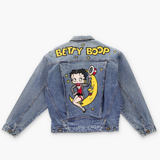 EXCELLED NEW YORK 'KOREA Made' Betty Boop Embroidered Denim Jacket (S)
