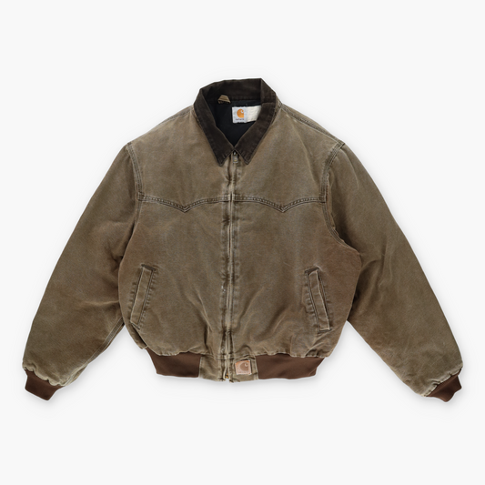 CARHARTT J14 Vintage 'Santa Fe' Quilt Lined Khaki Brown Zip-Up Jacket (L)
