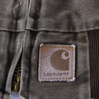 CARHARTT J14 Vintage 'Santa Fe' Quilt Lined Khaki Brown Zip-Up Jacket (L)