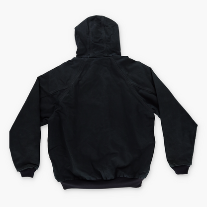 CARHARTT J268 Quilt Lined Black Canvas Hooded Zip-Up Jacket (XXL)