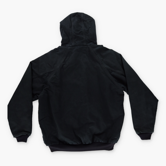 CARHARTT J268 Quilt Lined Black Canvas Hooded Zip-Up Jacket (XXL)