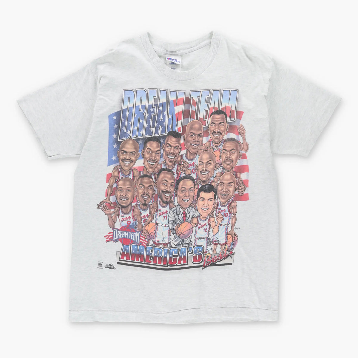 90's Vintage 'Dream Team' NBA Olympics Single Stitch USA Made Grey T-Shirt (L)