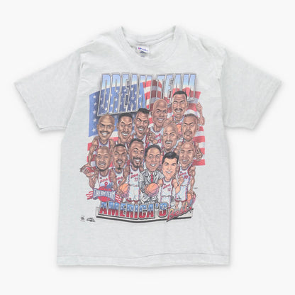 90's Vintage 'Dream Team' NBA Olympics Single Stitch USA Made Grey T-Shirt (L)