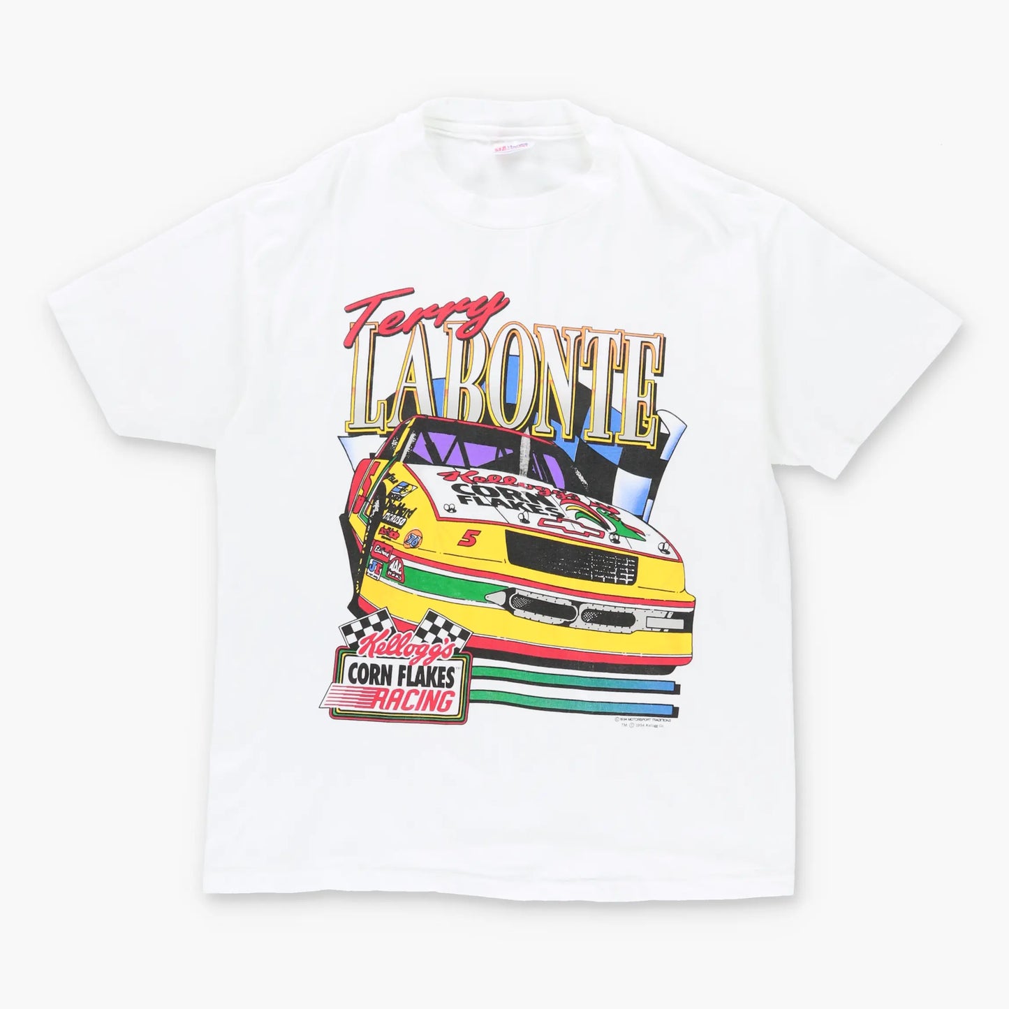 1994 TERRY LABONTE X NASCAR Kellogs Corn Flakes Racing USA Made White T-Shirt (L)