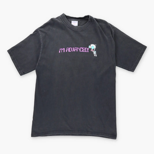 Vintage INVADER ZIM Y2K Nickelodeon 'I'm Advanced' Sci-Fi Black T-Shirt (L)