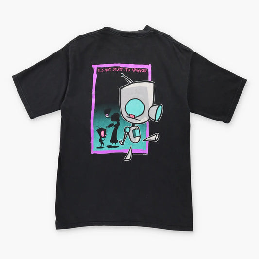 Vintage INVADER ZIM Y2K Nickelodeon 'I'm Advanced' Sci-Fi Black T-Shirt (L)