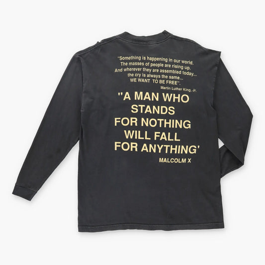 Vintage 90's Civil Rights Malcolm X Martin Luther King JR Black Long Sleeve T-Shirt (L)