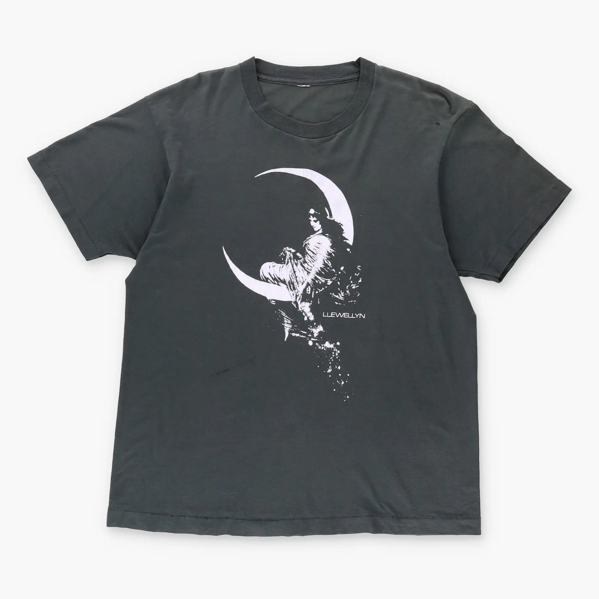 Vintage LLEWELLYN Grey & White 'Fairy Of The Moon' Single Stitch T-Shirt (L)