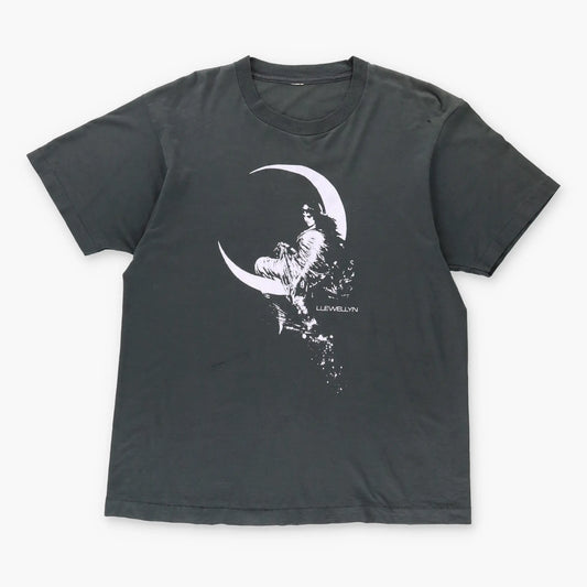 Vintage LLEWELLYN Grey & White 'Fairy Of The Moon' Single Stitch T-Shirt (L)