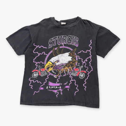 Vintage 1994 STURGIS American Thunder Eagle Motorcycle Faded T-Shirt (XL)