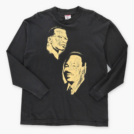 Vintage 90's Civil Rights Malcolm X Martin Luther King JR Black Long Sleeve T-Shirt (L)