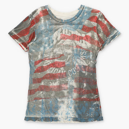 Vintage AFFLICTION 'American Customs' American Flag USA Made Y2K Tee (Women's L)