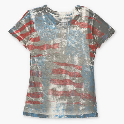 Vintage AFFLICTION 'American Customs' American Flag USA Made Y2K Tee (Women's L)