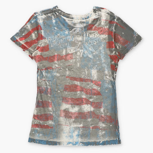 Vintage AFFLICTION 'American Customs' American Flag USA Made Y2K Tee (Women's L)