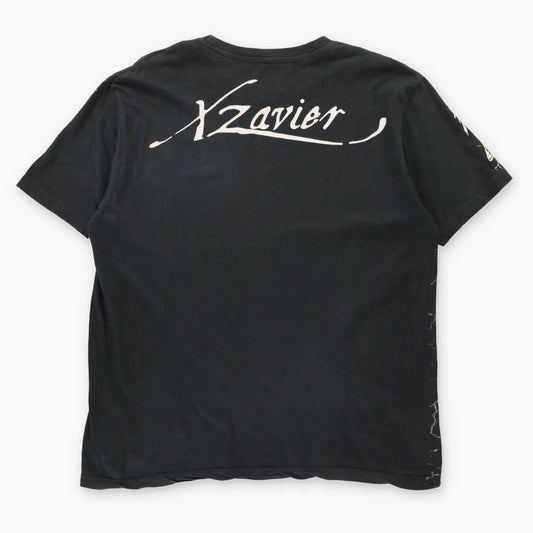 Vintage XAR XZAVIER Gold Foil Sword & Skulls Y2K Black T-Shirt (XL)