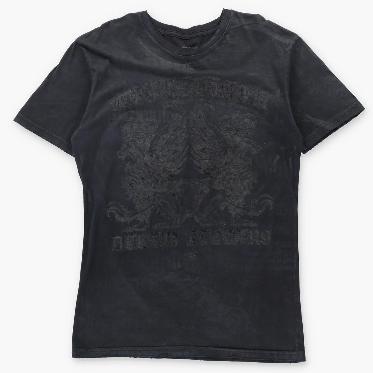 Vintage AFFLICTION Black Velvet Detail Wings USA Made Y2K T-Shirt (L TALL)