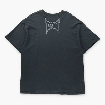 Vintage TAPOUT Silver Foil Detail Crosses & Skulls Y2K Black T-Shirt (XXL)