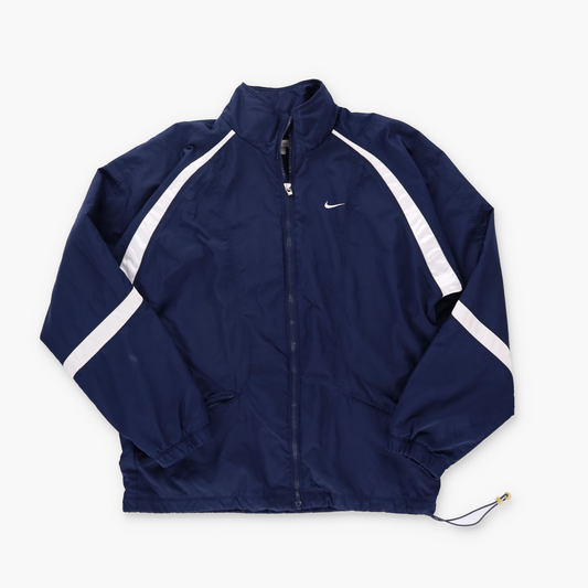 NIKE Embroidered Swoosh Logo Navy & White Windbreaker Jacket (M)