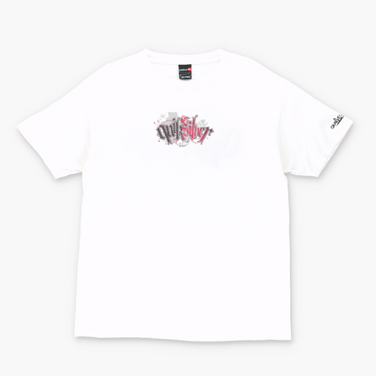 QUICKSILVER Y2K Spell Out Logo White & Red T-Shirt (M)