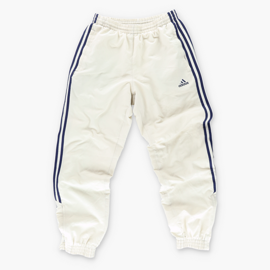 ADIDAS Embroidered Logo 3-Stripe Cream & Navy Track Pants (M)