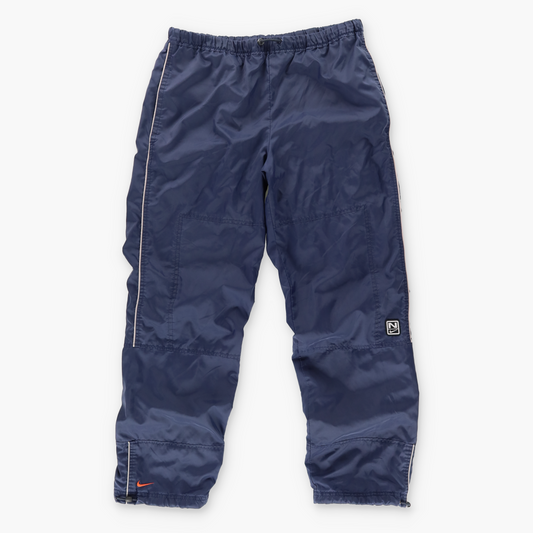 NIKE Swoosh Embroidered Red Swoosh Logo Navy Parachute Track Pants (S)