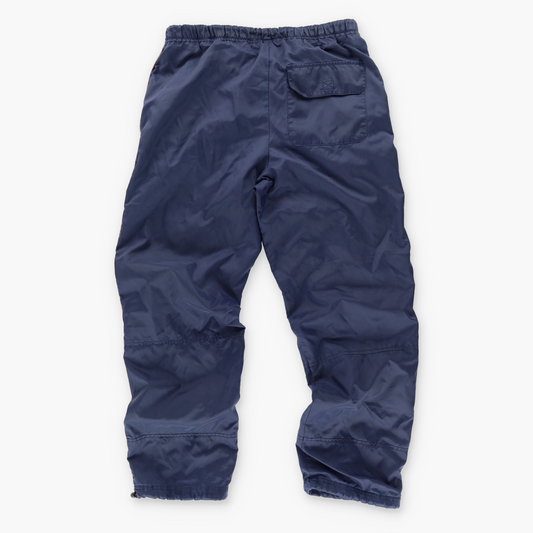 NIKE Swoosh Embroidered Red Swoosh Logo Navy Parachute Track Pants (S)
