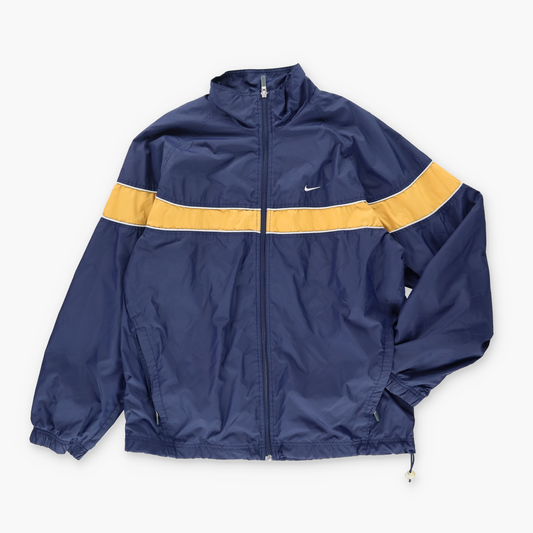 NIKE Embroidered Swoosh Logo Navy & Yellow Windbreaker Jacket (L)
