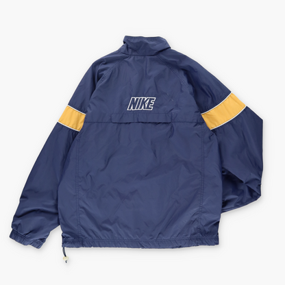 NIKE Embroidered Swoosh Logo Navy & Yellow Windbreaker Jacket (L)