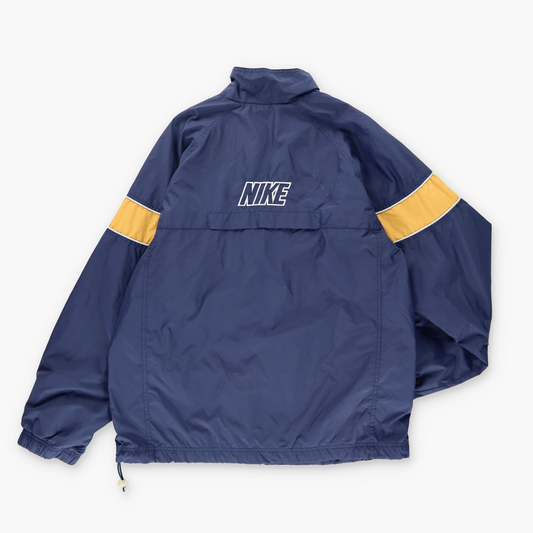 NIKE Embroidered Swoosh Logo Navy & Yellow Windbreaker Jacket (L)