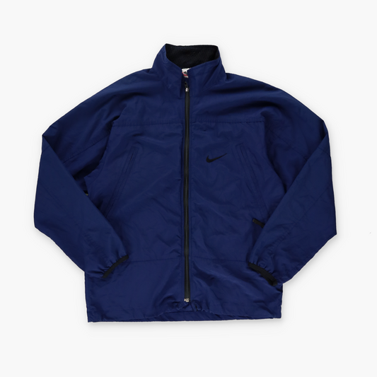 NIKE Embroidered Swoosh Logo Navy & Black Lightweight Windbreaker Jacket (M)