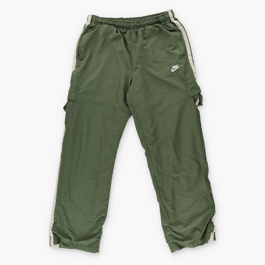 NIKE Embroidered Swoosh Logo Khaki Green Pocket Trackpants (XL)