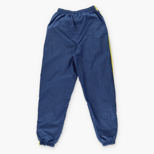 ADIDAS Embroidered Logo Fluro 3 Stripe Yellow & Navy Track Pants (S)
