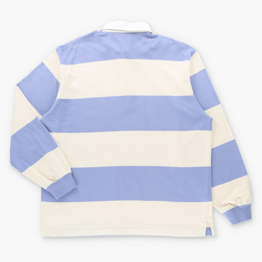 RALPH LAUREN POLO Cream & Light Blue Single Stitch Rugby Jumper (L-XL)