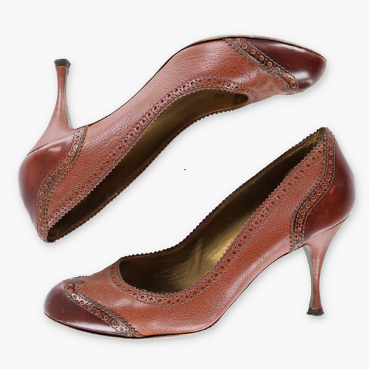 DOLCE & GABANA Brouge Pattern Italy Made Brown Pump Heels (40)