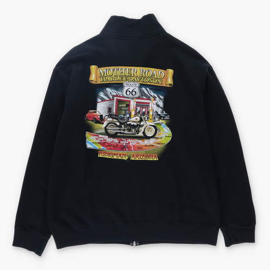 HARLEY DAVIDSON Black & Grey Full Zip Mock Neck Sweatshirt (L)