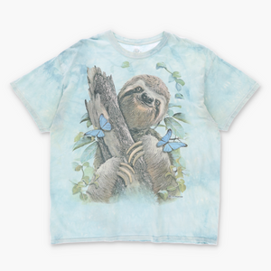 THE MOUNTAIN Sloth & Butterflies Blue Tie-Dye Nature Tee (XL)