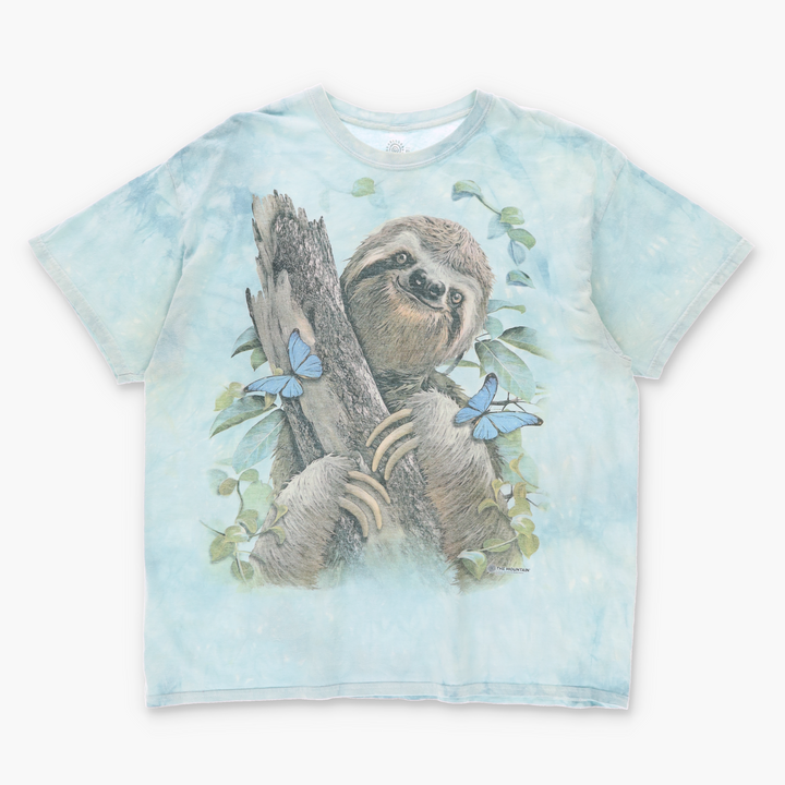 THE MOUNTAIN Sloth & Butterflies Blue Tie-Dye Nature Tee (XL)