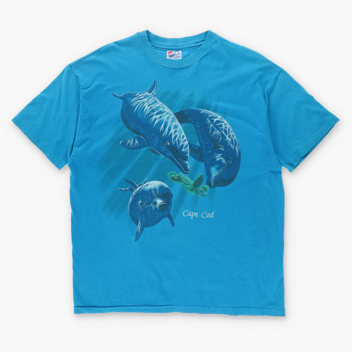Cape Cod Dolphin & Turtles Blue Single Stitch Tee (XL)