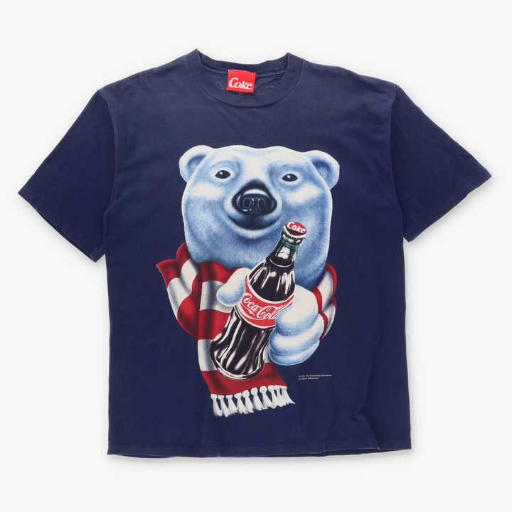 1995 Vintage Coca Cola Polar Bear Navy Promo USA Made Tee (L-XL)