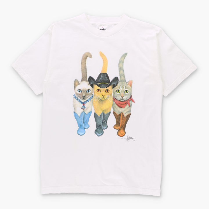 1996 Vintage Bob Harrison Cowboy Cats Bums Animal T-Shirt (M)