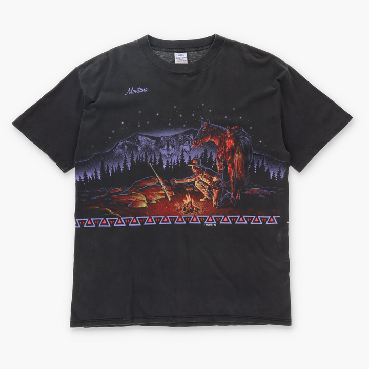 1992 HABITAT Campfire Cowboy Wolves Aztec Tee (XL)