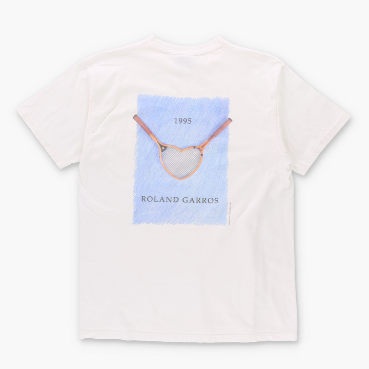 1995 Vintage Roland Garros Tennis Racquet French Made Tee (M-L)
