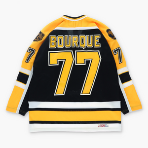 NHL Boston Bruins Ray Bourque Yellow Black Hockey Jersey (L)