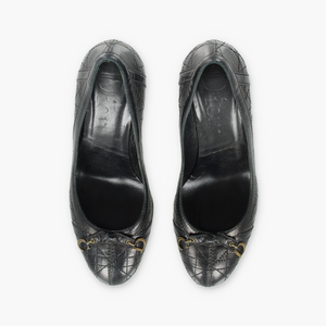 DIOR Black Cannage Leather Bow Charms Pumps (39.5)