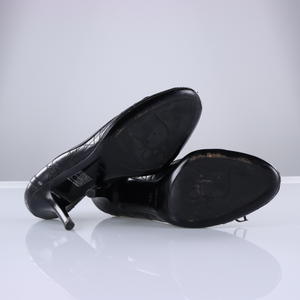DIOR Black Cannage Leather Bow Charms Pumps (39.5)