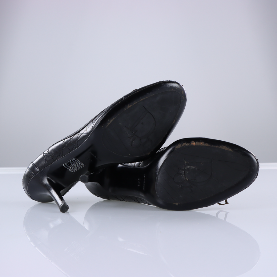 DIOR Black Cannage Leather Bow Charms Pumps (39.5)